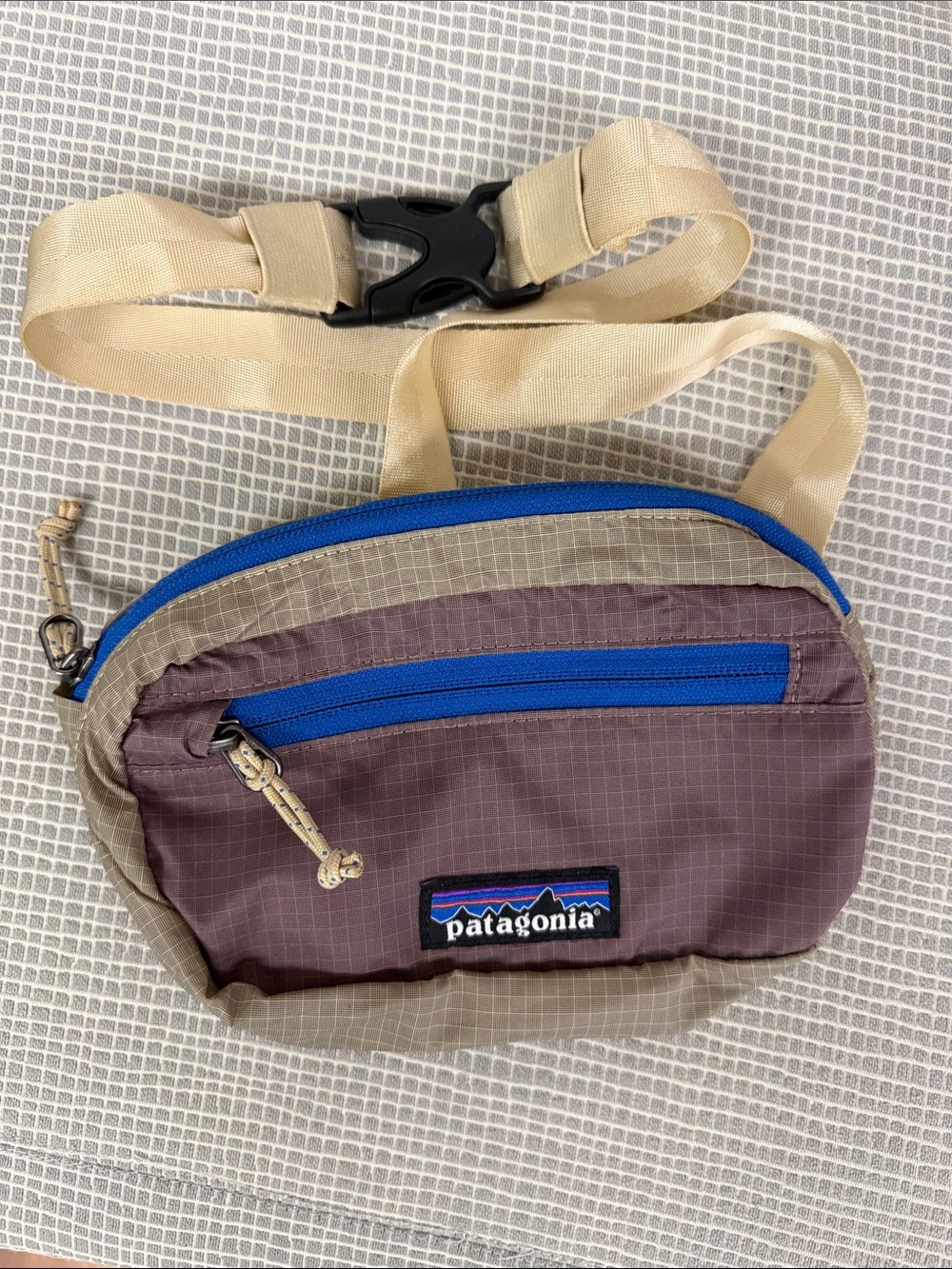 Patagonia Brown & Blue Belt Bag with Beige Strap - Picture 1 of 3